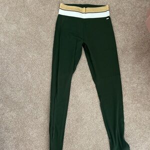 Women’s Green Leggings with Gold Waistband